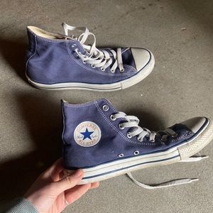 Navy blue converse high tops womens size 10 mens size 8